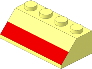 Slope Brick 45  2 x  4 with Red Stripe Pattern