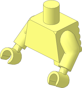 Minifig Torso Short with Ridged Extended Back with Dual Mould Arms and Hands