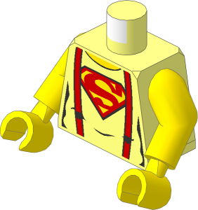 Minifig Torso with Arms and Hands with Red Suspenders and Superman Logo Pattern