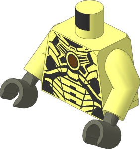 Minifig Torso with Arms and Hands with Black and Metallic Silver Panels and Medium Azure Circle Pattern