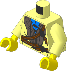Minifig Torso with Arms and Hands with Cloak, Dark Brown Collar and Straps Pattern