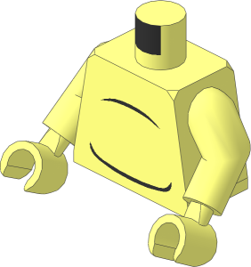 Minifig Torso with Arms and Hands with Black Lines and Tail Pattern