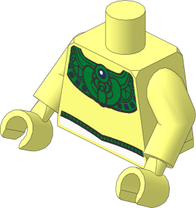 Minifig Torso with Arms and Hands with Gold Collar with Blue Jewel, White Belt with Gold Cord Pattern