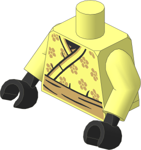 Minifig Torso with Arms and Hands with Wrapped Samurai Robe and Flowers Pattern