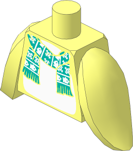 Minifig Torso with Flipper Arms with Dark Turquoise Scarf with White Snowflakes and Fish Pattern