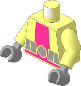 Minifig Torso with Arms and Hands with Magenta Vertical Stripe and Light Bluish Grey Belt Pattern