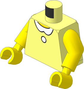Minifig Torso with Arms and Hands with White Collar and Button Pattern