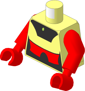 Minifig Torso with Arms and Hands with Metallic Silver Yoke and Belt, Black Pendant and Nougat Middle Pattern