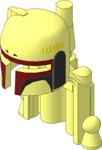 Minifig Helmet SW Mandalorian with Rocket Pack and Dark Red Boba Fett Colours Pattern