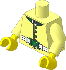 Minifig Torso with Arms and Hands with Royal Guard Uniform, Gold Buttons and White Belt Pattern