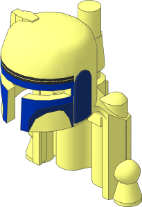 Minifig Helmet SW Mandalorian with Rocket Pack and Blue Jango Fett Colours Pattern