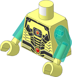 Minifig Torso with Arms and Hands with Armour Plating and Two Red Circles Pattern