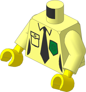 Minifig Torso with Arms and Hands with Female Police Shirt with Gold Badge, Pocket and Black Tie Pattern