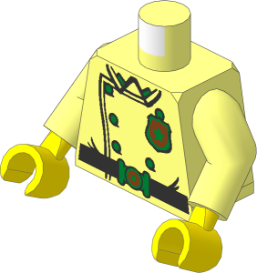 Minifig Torso with Arms and Hands with Police Uniform Vintage with Gold Star Badge, Buttons, Buckle and Black Belt Pattern