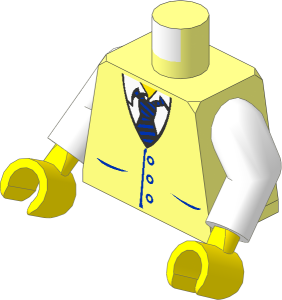 Minifig Torso with White Arms and Hands with Town Vest with Pockets and Striped Tie Pattern