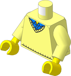 Minifig Torso with Arms and Hands with Sweater V-Neck over Light Blue Shirt Pattern