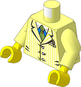Minifig Torso with Arms and Hands with Pinstriped Jacket and Gold Tie Pattern