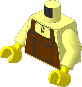 Minifig Torso with Arms and Hands with Reddish Brown Apron with Chest Pocket Pattern