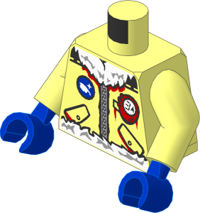 Minifig Torso with Arms and Blue Hands with Arctic Explorer Logo, Zipper and White Fur Trim Pattern