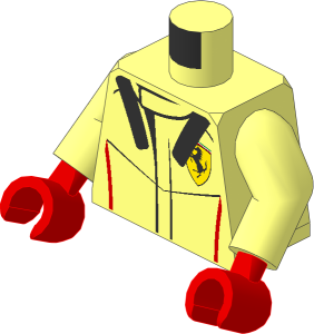 Minifig Torso with Arms and Hands with Race Suit with Ferrari FXXK Logos Pattern