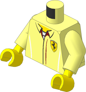Minifig Torso with Arms and Hands with Shirt with Ferrari FXXK Logos Pattern