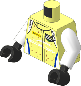 Minifig Torso with Arms and Hands with Race Suit with Ferrari Scuderia Corsa Logos and Dotted Stripes Pattern