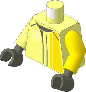 Minifig Torso with Arms and Hands with Race Suit with Mercedes AMG Logos and Yellow Stripes Pattern