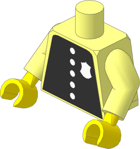 Minifig Torso with Arms and Hands with White Buttons and Police Badge Plain Sticker