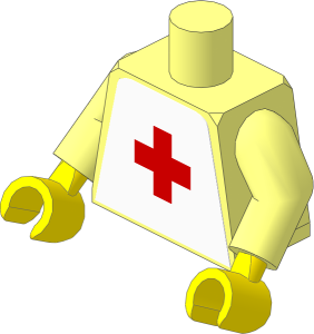 Minifig Torso with Arms and Hands with Red Cross on White Sticker
