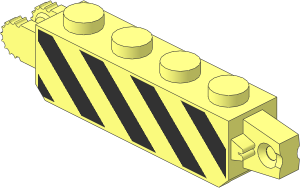 Hinge Brick  1 x  4 Locking Double, Two Finger End with 9 Teeth with Black Stripes Type 2 Pattern