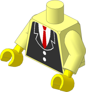 Minifig Torso with Arms and Hands with Two Buttons and Red Tie Sticker