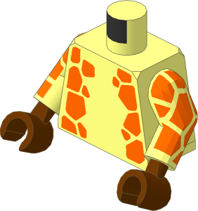 Minifig Torso with Arms and Hands with Orange Giraffe Spots on Front and Back Pattern
