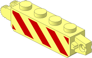 Hinge Brick  1 x  4 Locking Double, Two Finger End with 9 Teeth with Red Stripes Pattern