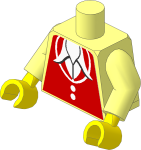Minifig Torso with Arms and Hands with Town Vest with Buttons and Collar Sticker