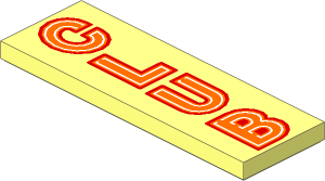 Tile  2 x  6 with Orange "CLUB" with Red and White Outlines Pattern