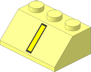 Slope Brick 45  2 x  3 with Yellow Line and Black Border Pattern