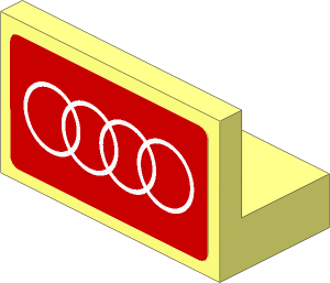 Panel  1 x  2 x  1 with White Audi Logo on Red Background Sticker