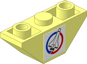 Slope Brick 45  3 x  1 Inverted Double without Inner Stopper Rings with Launch Command Logo facing Right Sticker