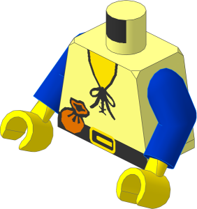 Minifig Torso with Blue Arms and Hands with Forestman and Purse Pattern
