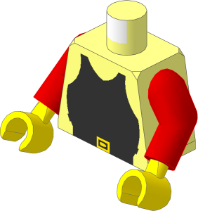Minifig Torso with Red Arms and Hands with Castle Breastplate Pattern
