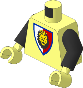Minifig Torso with Black Arms and Hands with Royal Knights Lion-Head Shield Pattern