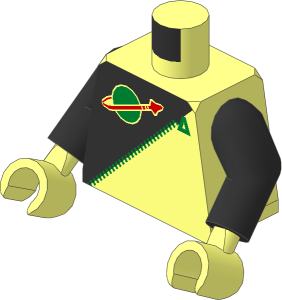 Minifig Torso with Arms and Hands with Black Futuron Pattern