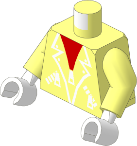 Minifig Torso with Arms and White Hands with Leather Jacket Pattern