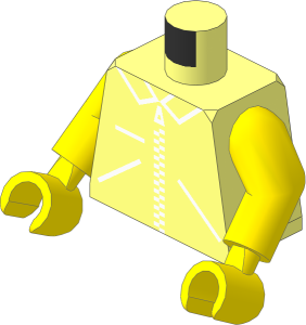Minifig Torso with Yellow Arms and Hands with Straight Zipper Jacket Pattern