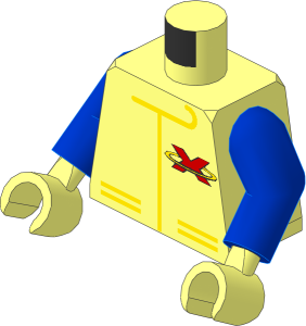 Minifig Torso with Blue Arms and Hands with Extreme Team Jacket Logo Pattern