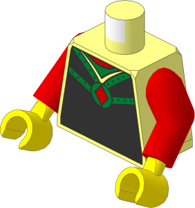Minifig Torso with Red Arms and Hands with Scale Mail and Red Diamond Amulet Pattern