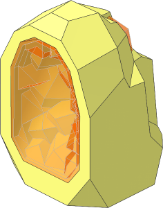 Rock  1 x  1 Geode with Trans Orange Crystal Interior Pattern