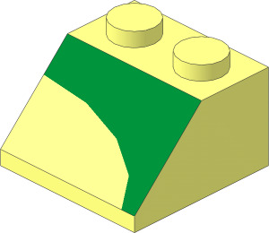 Slope Brick 45  2 x  2 with Right Green Inverse 1/4 Disc Pattern