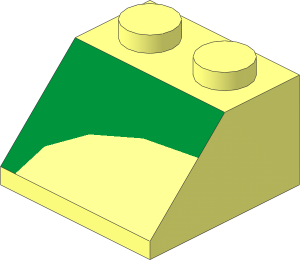 Slope Brick 45  2 x  2 with Left Green Inverse 1/4 Disc Pattern