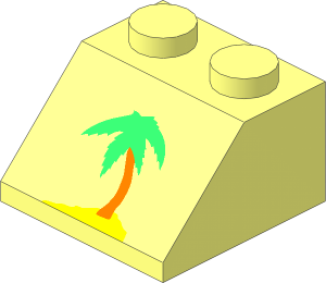 Slope Brick 45  2 x  2 with Palm Tree Pattern